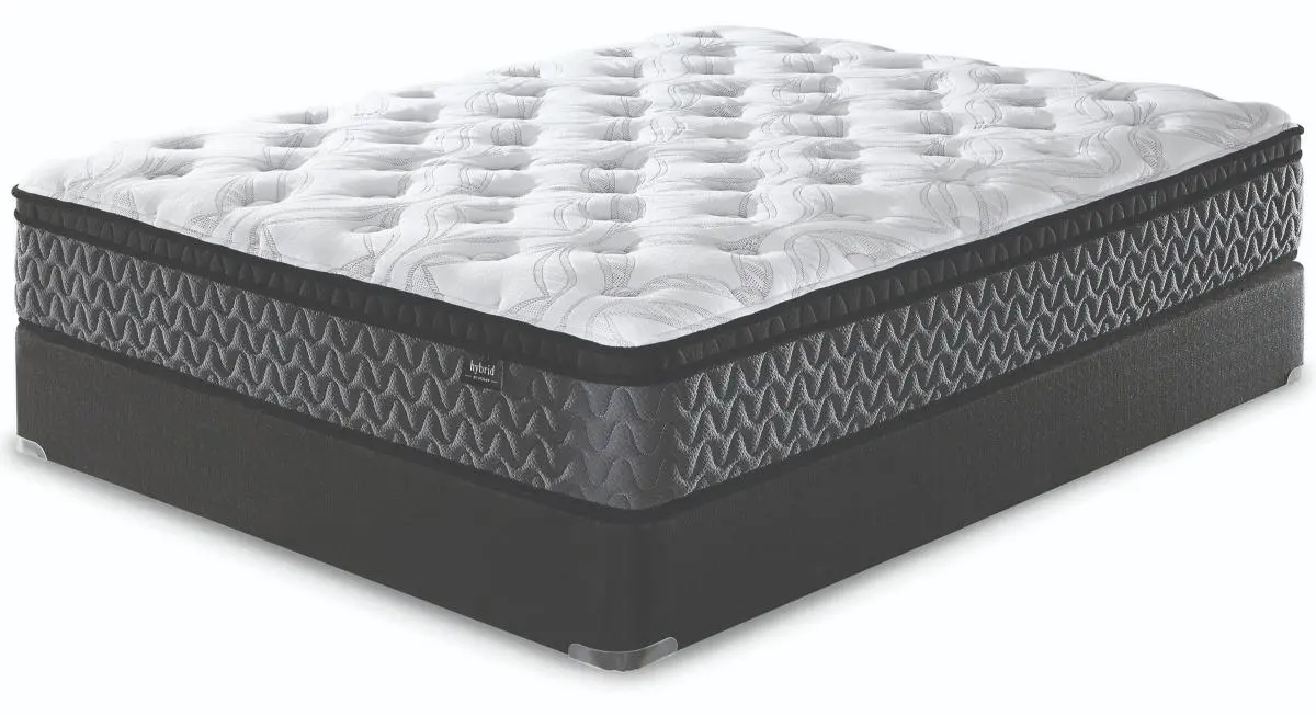 A mattress with an image of a black and white pattern.