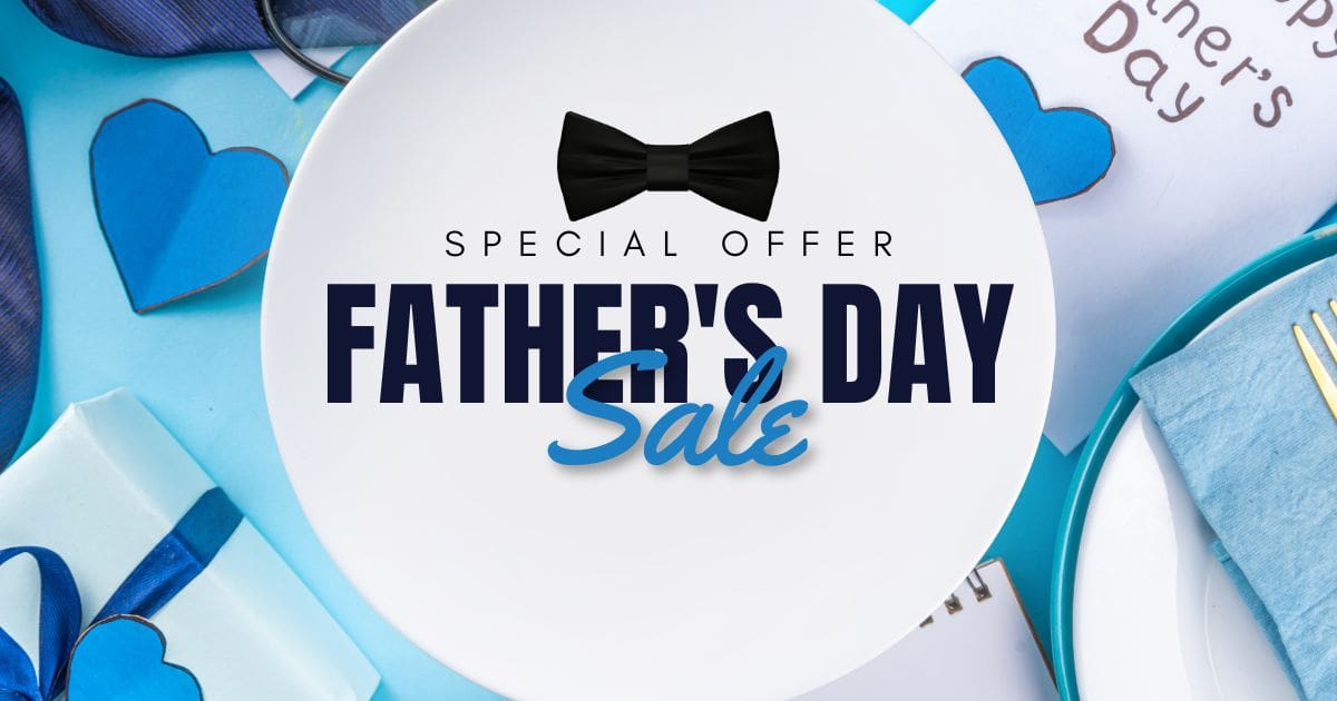 Blue White and Black Modern Father's Day Sale Facebook Post